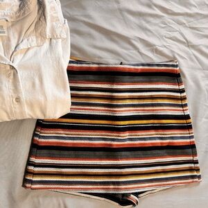 Zara Striped Skort Women’s Small Multicolor Mini Skirt Shorts High Waisted